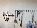 Group of Utensils w/ Magnetic and Wall-Mount Racks, Knives, Skimmer, Whisk, Pizza Cutter, Masher