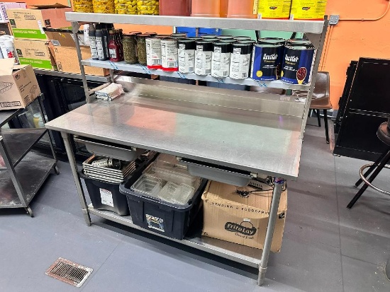 John Boos Stainless Steel Prep Table w/ Lower Shelf, 2-Drawers, 2-Upper Shelves, 60in W x 30in D