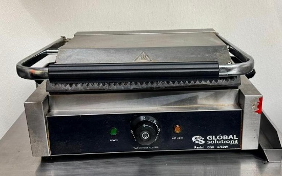 Global Solutions / NEMCO GS 1621 Panini / Sandwich Grill w/ Grooved Plates, 120v