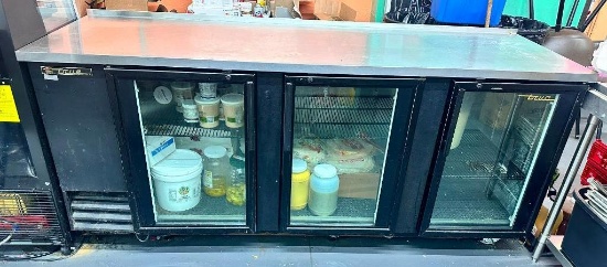 TRUE Model TBB-4G, 3-Section Glass Door Under-Counter Back-Bar Refrigerator, Self-Contained,