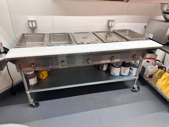 SERVIT 5-Pan Sealed Well Electric Steam Table, Item # 423EST5WS 208/240V on Mobile Base