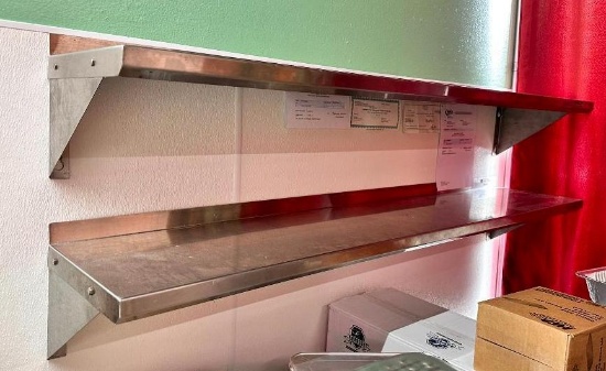 Lot of 2, John Boos Stainless Steel Wall-Mount Shelves, ea. 60in x 12in, Model: EWS8-1260, Sold 2x$