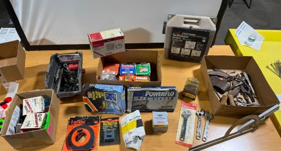 Auto Related Filters, New Tape Measure, New Adjustable Wrenches, Drill Bits, Misc. Tools and
