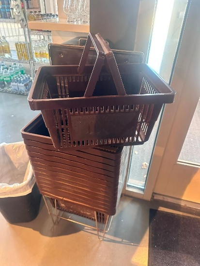 Shopping Baskets w/ Rack, 14 Baskets Included