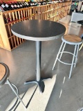 High-Top 24in Round Cocktail Table, 42in H, Single Pedestal Base