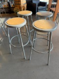 Lot of 4, Norwood Stacking Metal Bar Stools, NOR-TY-538-30GR, Metal Frame, Hardboard Seat, 30in H