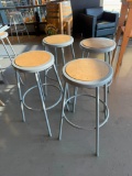 Lot of 4, Norwood Stacking Metal Bar Stools, NOR-TY-538-30GR, Metal Frame, Hardboard Seat, 30in H