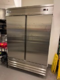 Kintera Model KBM2F 2-Section Stainless Steel Reach-In Commercial Freezer on Mobile Base