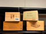 Group of Wooden Wine Crates and Boxes, See Images for Makers