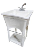 Laundry / Utility Sink Work Center, White w/ Stand & Faucet