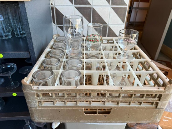 Rack of Guinness, Holiday and Chimay Glasses, 11 Guinness, 6 Chimay ...