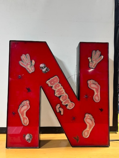 29in Nebraska N Lighted Sign w/ Spooky Decals