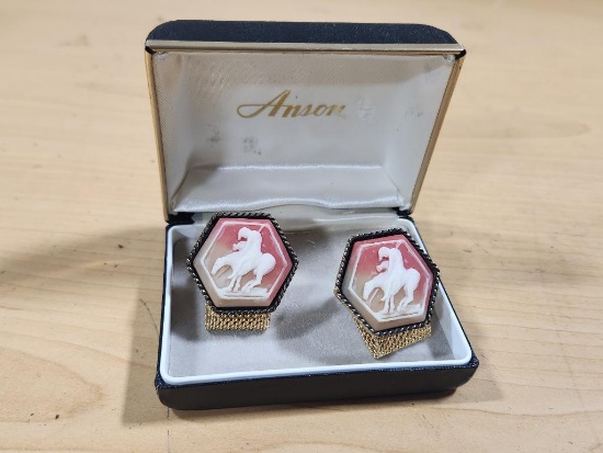 Anson Vintage Cuff Links w/ Man on Horse