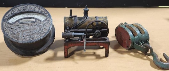 Reliance Instrument Co Thermometer, Old Pulley and Steam Toy