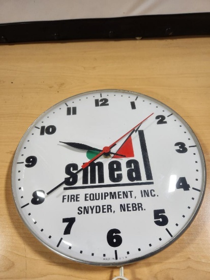 Smeal Fire Equip. Snyder, Nebr. Advertising Clock