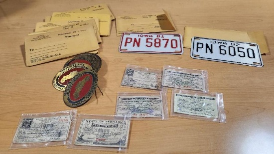 Group of License Plate Toppers, NOS License Plates, Hunting and Fishing Licenses