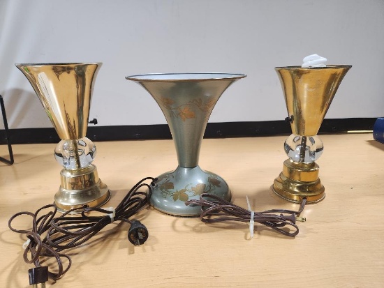 Lot of 3 Vintage Electric Lamps