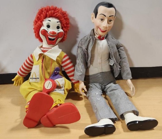 Ronald McDonald Doll and PeeWee Herman Ventriloquist Doll