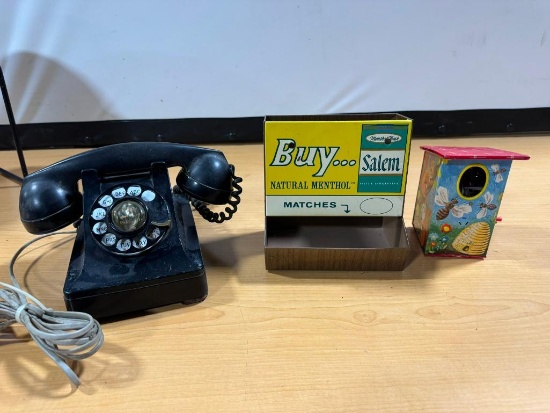 Rotary Telephone, Box and Keywind Toy
