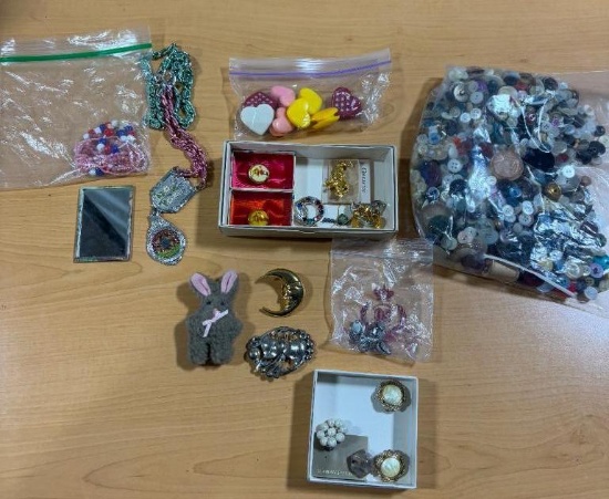 Collections of Buttons and Costume Jewelry