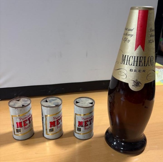 Three Metz Beer Cans, Michelob Bank