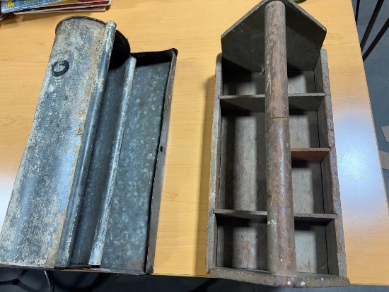 Wood Toolbox and Galvanized Cylinder Mailbox