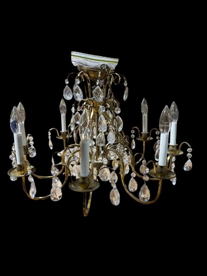 Victorian Brass and Glass Prism Chandelier