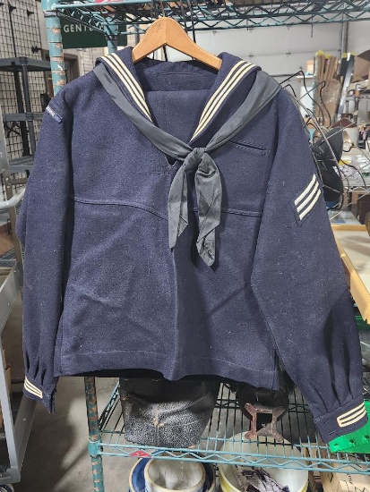 Vintage Navy Uniform Jacket w/ U.S.S. Franklin D. Roosevelt Shoulder Patch