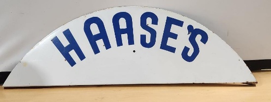 Haase's Vintage Flange Porcelain Sign, 42in