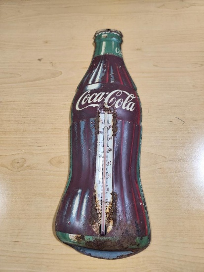 Vintage Coca-Cola Tin Thermometer, USA, 12in