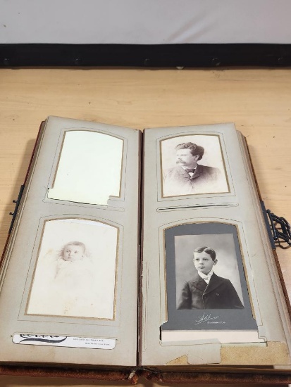 Early Photo Album with Black & White Portraits and Photographs