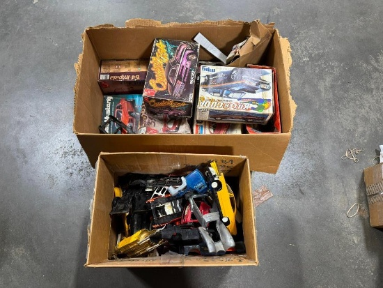 Two Boxes of Vintage Car Toys and Models
