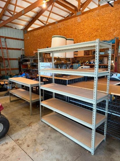 Pair of Shelving Units, Steel Frame, Particle Board Shelves