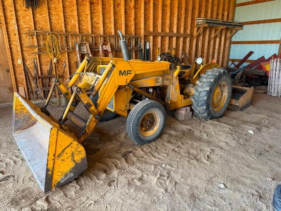 Massey Ferguson MF 40 Series Big Bear Utility Tractor w/ MF34 Front End Loader & Box Blade Scraper