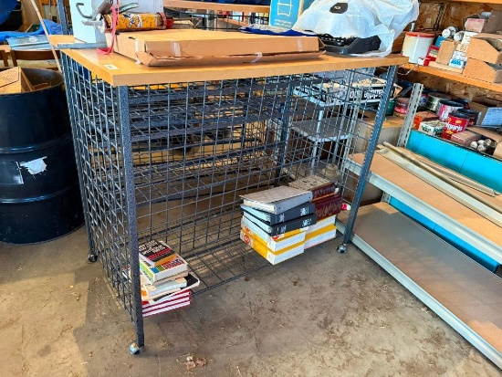 Double-Sided Worktop Retail Shelving Unit on Mobile Base