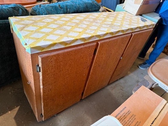 3-Door Base Cabinet Storage Cabinet on Small Casters