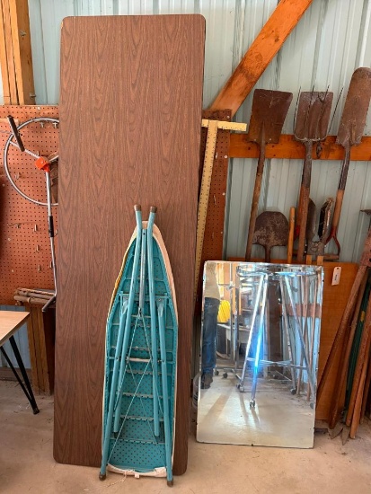 8ft Folding Banquet Table, Ironing Board, Mirror