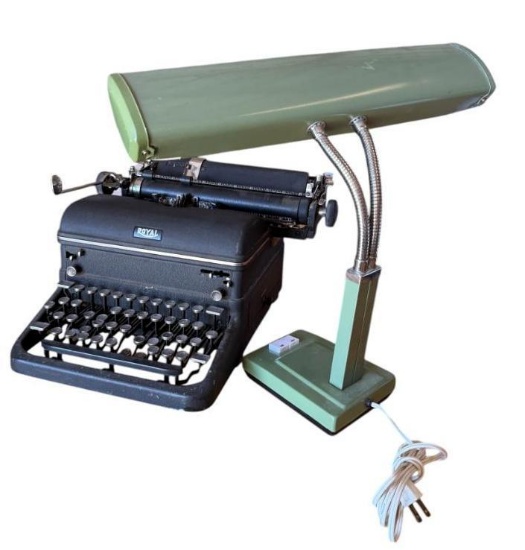 Royal Vintage Glass Key Typewriter and Retro Table Lamp