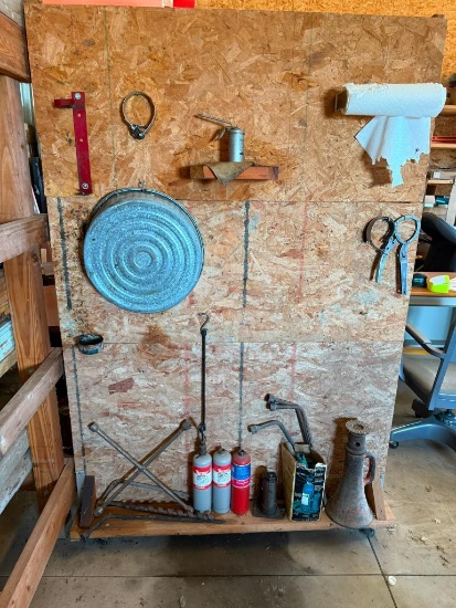 Misc. Shop Items, Bottle Jack, Tire Irons, Oilers, Oil Pan, Small Propane Bottles