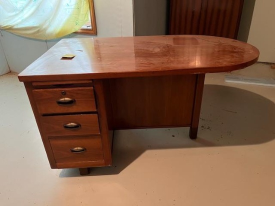Mid-Century Modern Single Pedestal Office Desk