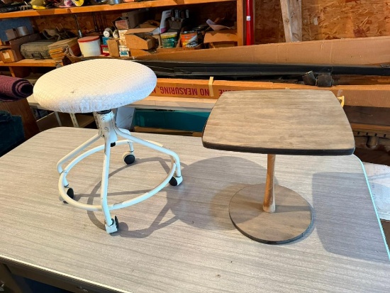 Retro Side Table and Rolling Stool