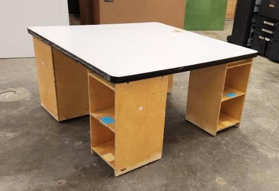 Community Four Person Children's Work Station, Each w/ Storage Shelves, 44in x 44in x 23in