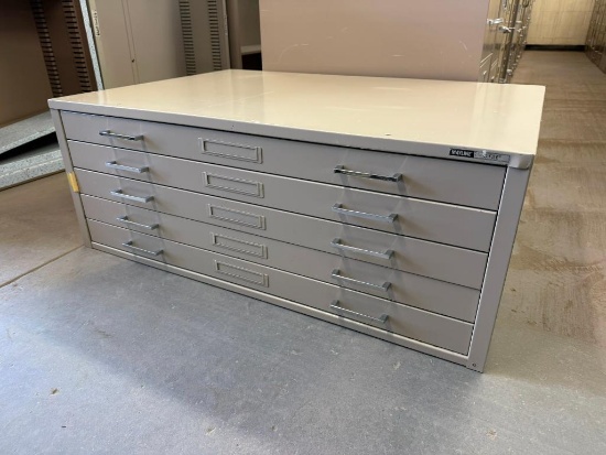 Five Drawer Flat File Cabinet, 40in x 28in x 16in