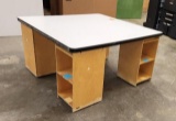 Community Four Person Children's Work Station, Each w/ Storage Shelves, 44in x 44in x 23in
