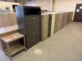 Lot of 68 Vertical File Cabinets, 8 Lateral File Cabinets, 9 Book Shelves, All Metal, All for One