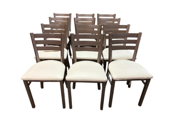 Lot of 14 Restaurant Chairs, Very Heavy Steel Frames, Padded Seats, Plymold, w/ Some Seat Covers