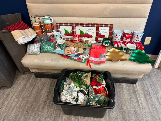 Large Group of Christmas Decorations and Supplies, See Images