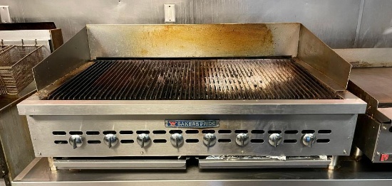 Bakers Pride 8-Burner Charbroiler, Countertop Model, 24in x 42in Cook Surface