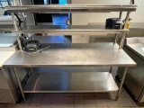 Stainless Steel Prep Table w/ Lower Shelf, 2 Upper Shelves, 2 Hatco Food Warming Lamps 62in x 30in x