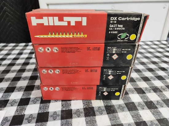 Lot of 11 Boxes, Hilti DX Powder Cartridge 10x10 Ca. .27 long, No. 416483, 100/Box, 1,100 Total